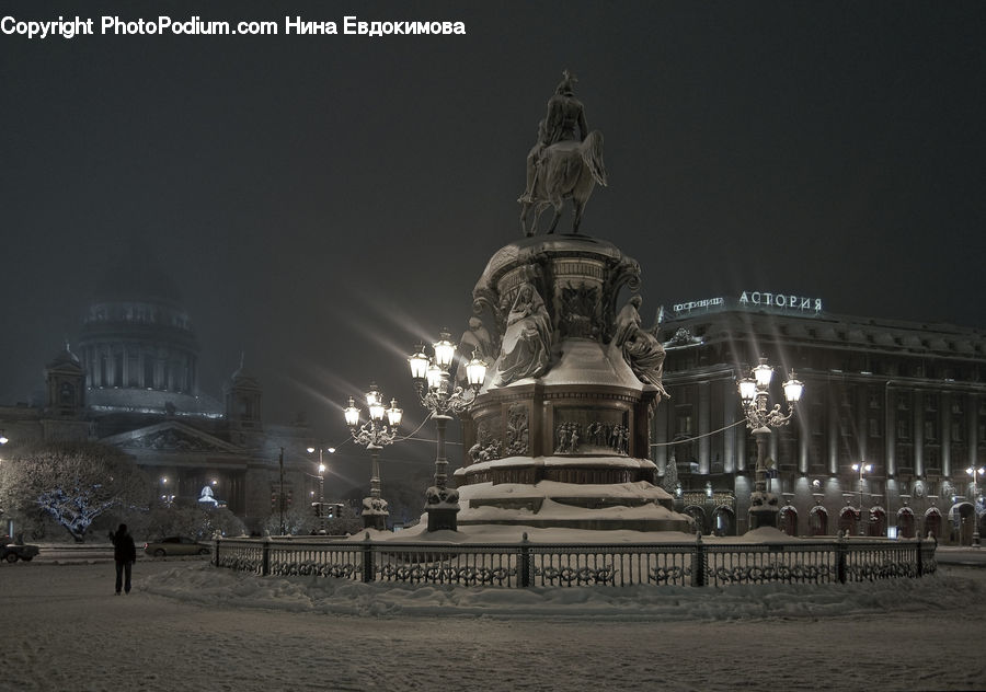 Art, Sculpture, Statue, Ice, Outdoors, Snow, Fountain