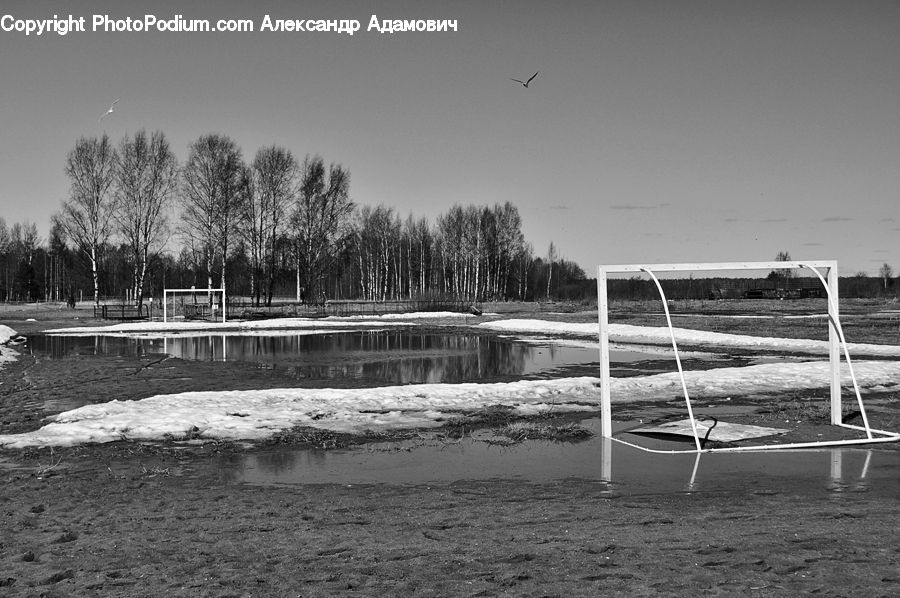 Playground, Swing, Ice, Outdoors, Snow, Chair, Furniture
