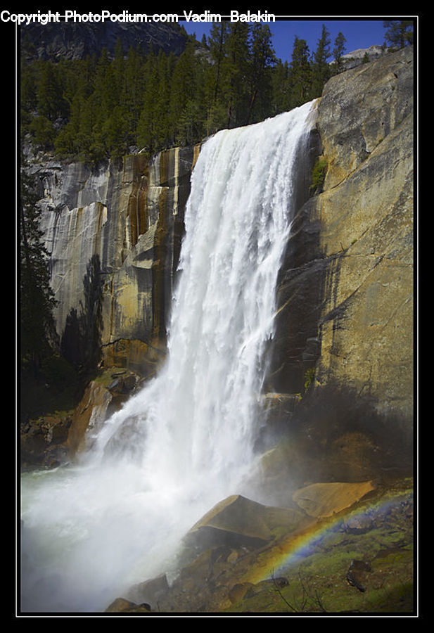 Outdoors, River, Water, Waterfall, Cliff, Conifer, Fir