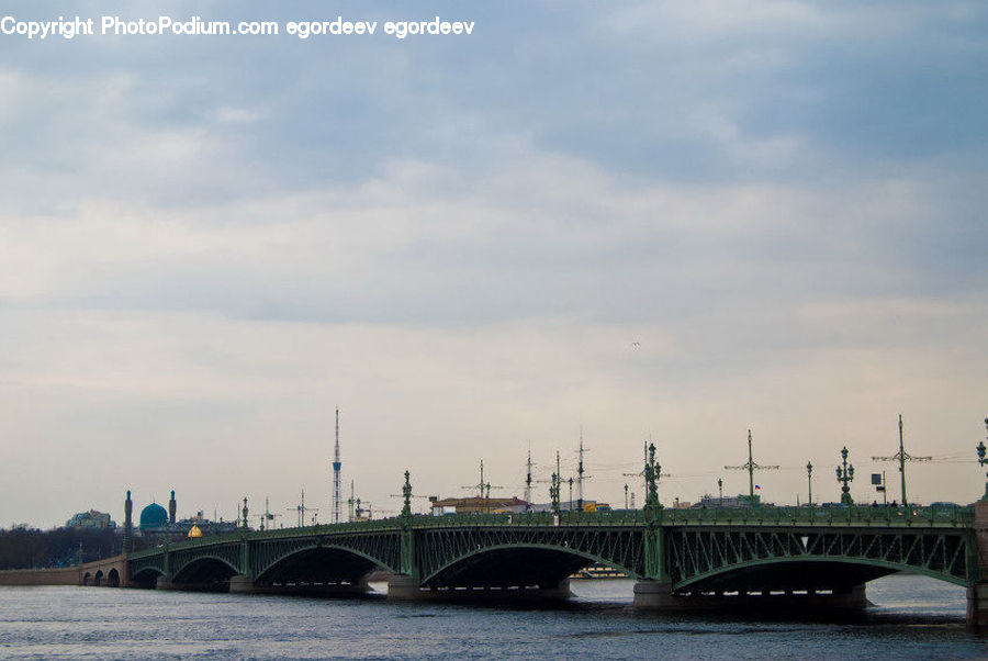 Bridge, Architecture, Outdoors, River, Water, City, Downtown