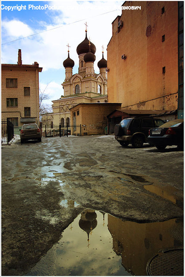 Puddle, Architecture, Dome, Automobile, Car, Vehicle, Castle