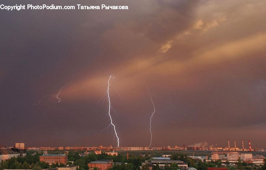 Light, Lightning, Weather, Outdoors, Storm, Thunderstorm, Factory