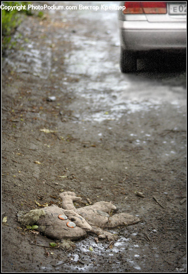 Rock, Bumper, Car, Pavement, Outdoors, Sand, Soil