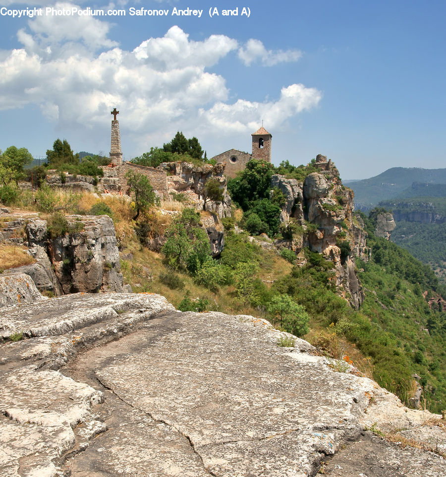 Ruins, Crest, Mountain, Outdoors, Peak, Tomb, Rock
