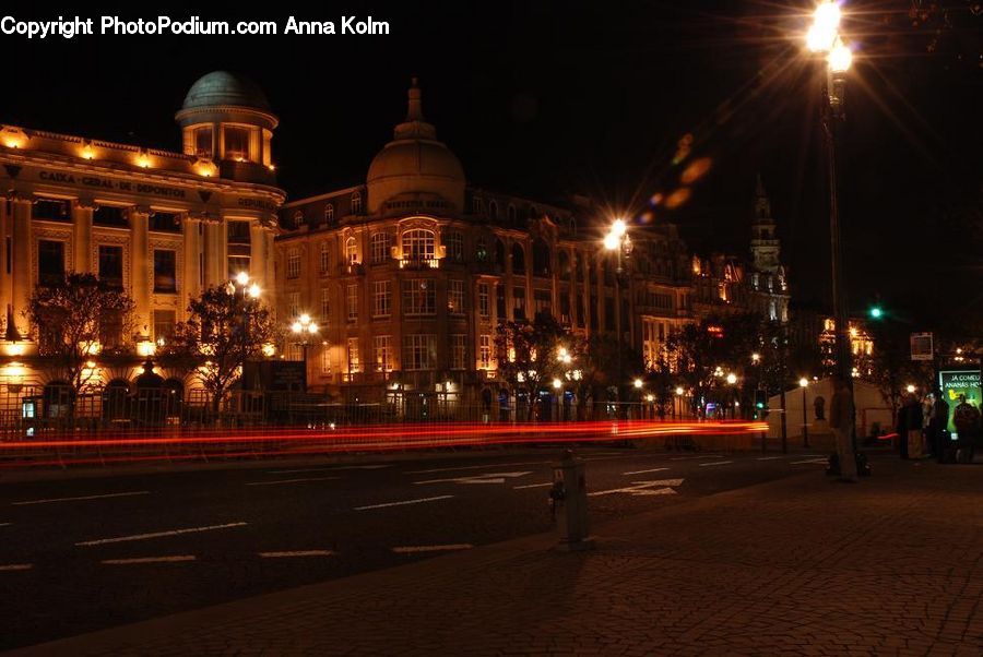 Architecture, Downtown, Plaza, Town Square, Dome, City, Night
