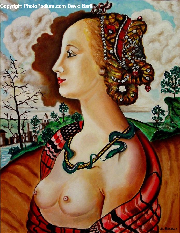People, Person, Human, Art, Painting, Plant, Potted Plant
