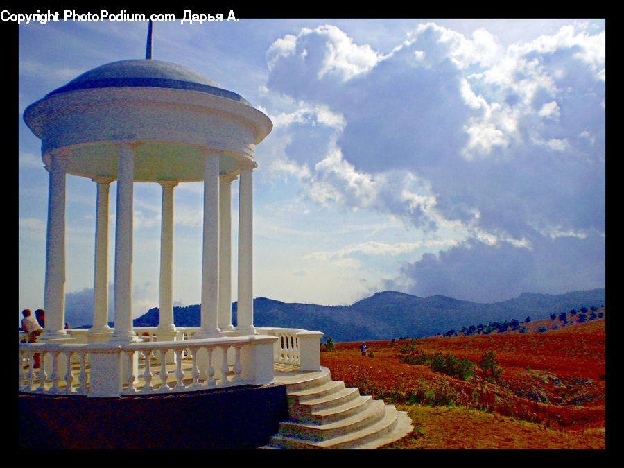 Gazebo, Water Tower, Playground, Landscape, Nature, Scenery, Bulldozer