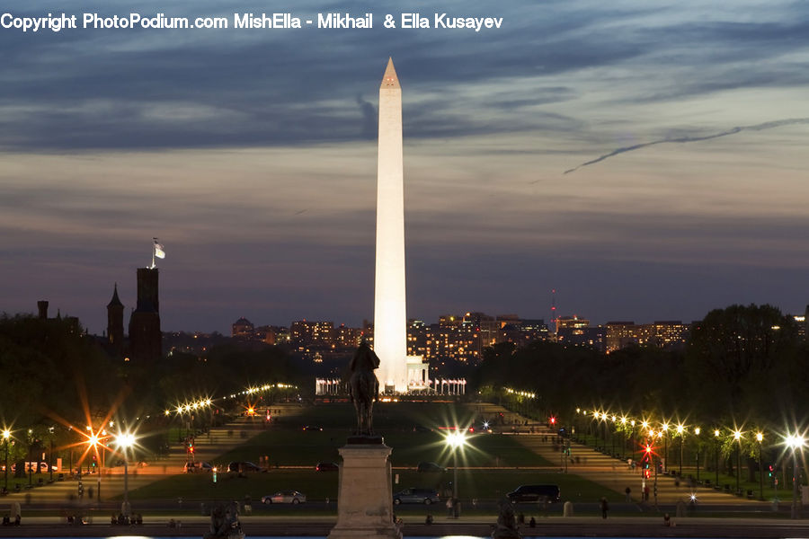 Monument, Intersection, Road, Night, Outdoors, Lighting, Asphalt