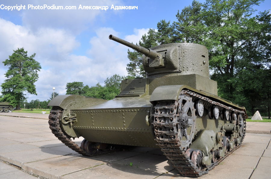 Army, Tank, Vehicle, Tomb, Oak, Tree, Wood