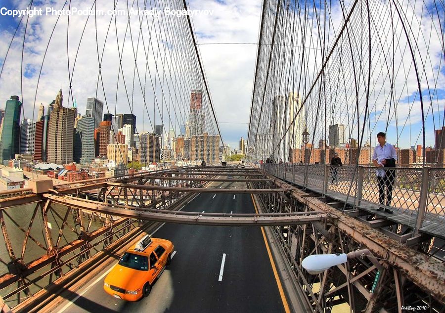 Bridge, Cab, Car, Taxi, Vehicle, Lumber, Building