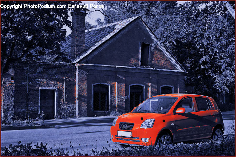 Automobile, Car, Sedan, Vehicle, Caravan, Van, Building