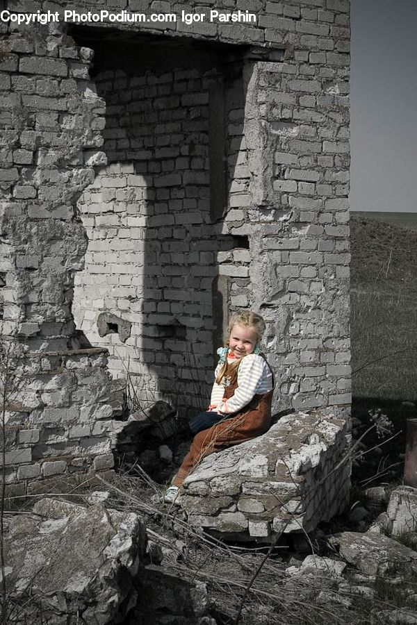 People, Person, Human, Fence, Wall, Rubble, Rock