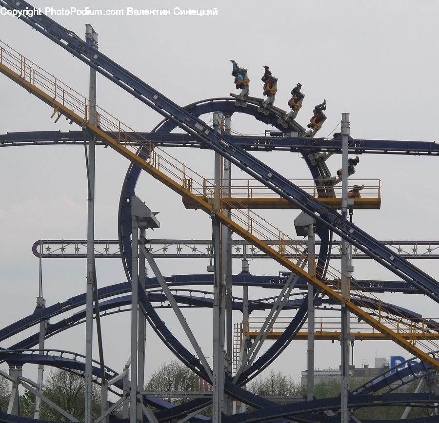 Coaster, Roller Coaster, Bridge, Amusement Park, Bird, Kite Bird