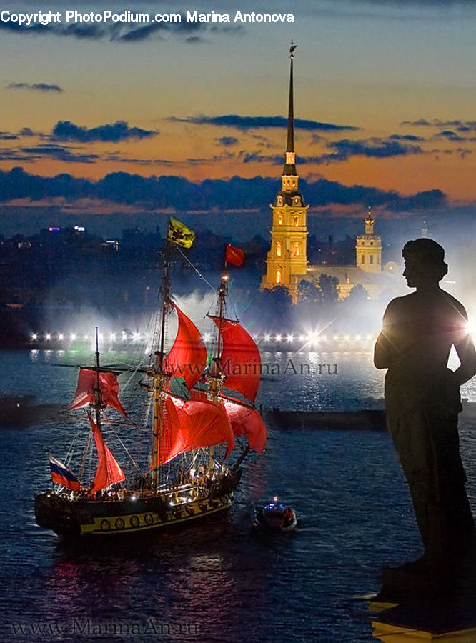 People, Person, Human, Boat, Watercraft, Architecture, Spire