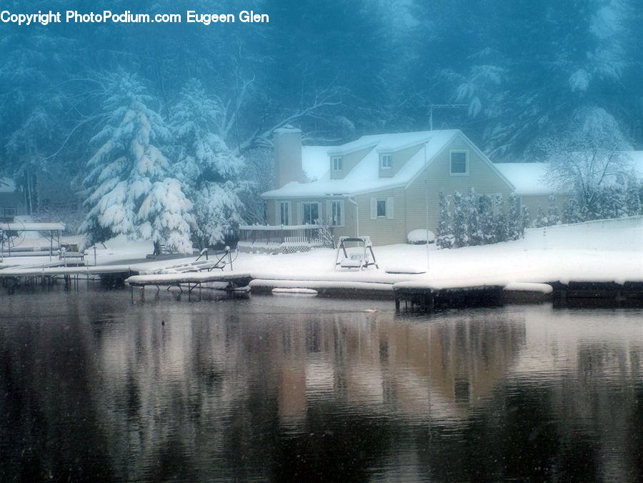 Ice, Outdoors, Snow, Building, Cottage, Housing, Cabin
