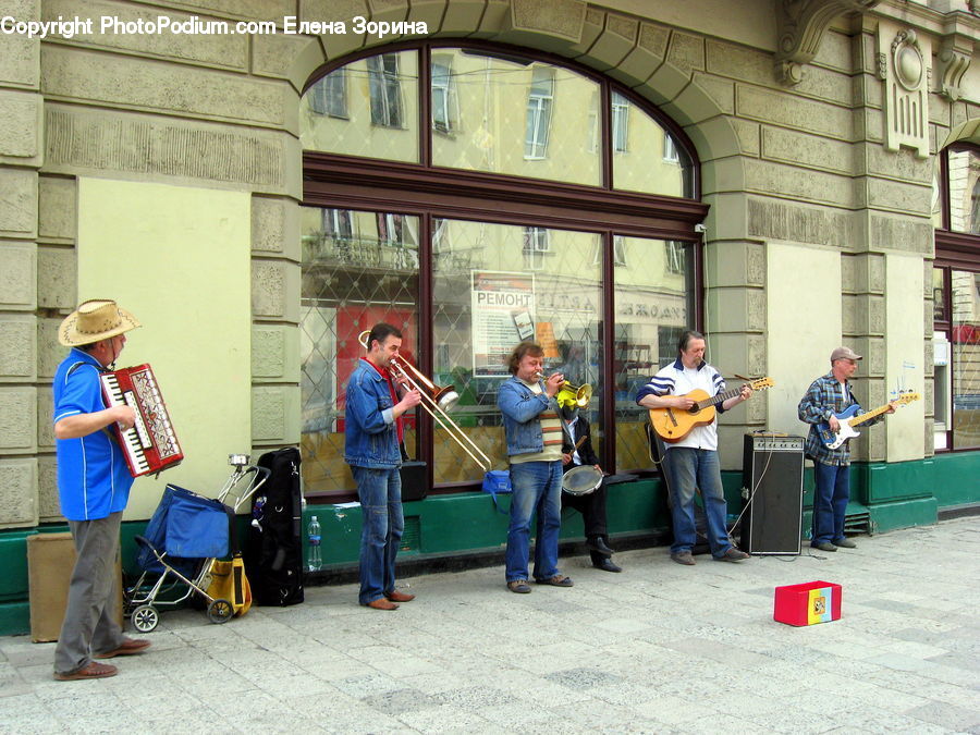 People, Person, Human, Luggage, Suitcase, Brass Section, Musical Instrument