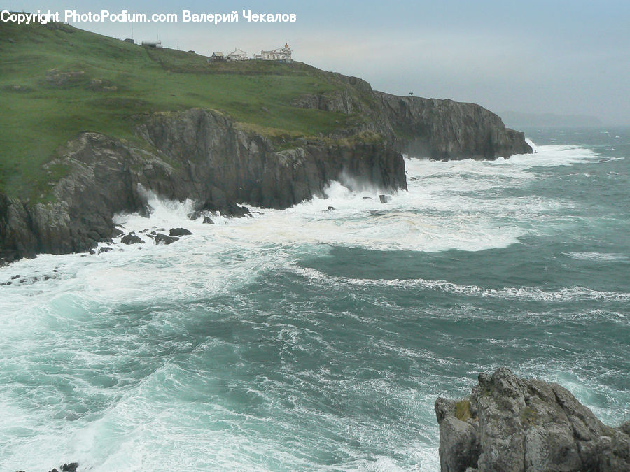 Cliff, Outdoors, Coast, Sea, Water, Promontory, Sea Waves