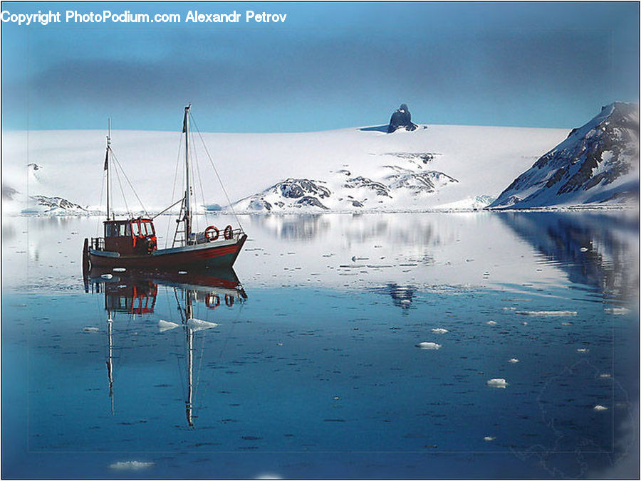 Arctic, Glacier, Ice, Mountain, Outdoors, Snow, Boat