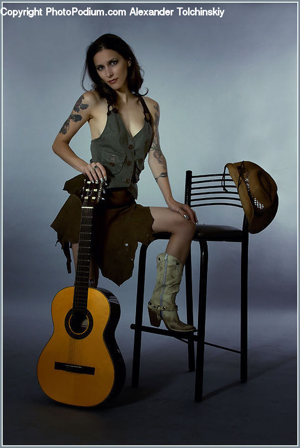 People, Person, Human, Chair, Furniture, Electric Guitar, Guitar