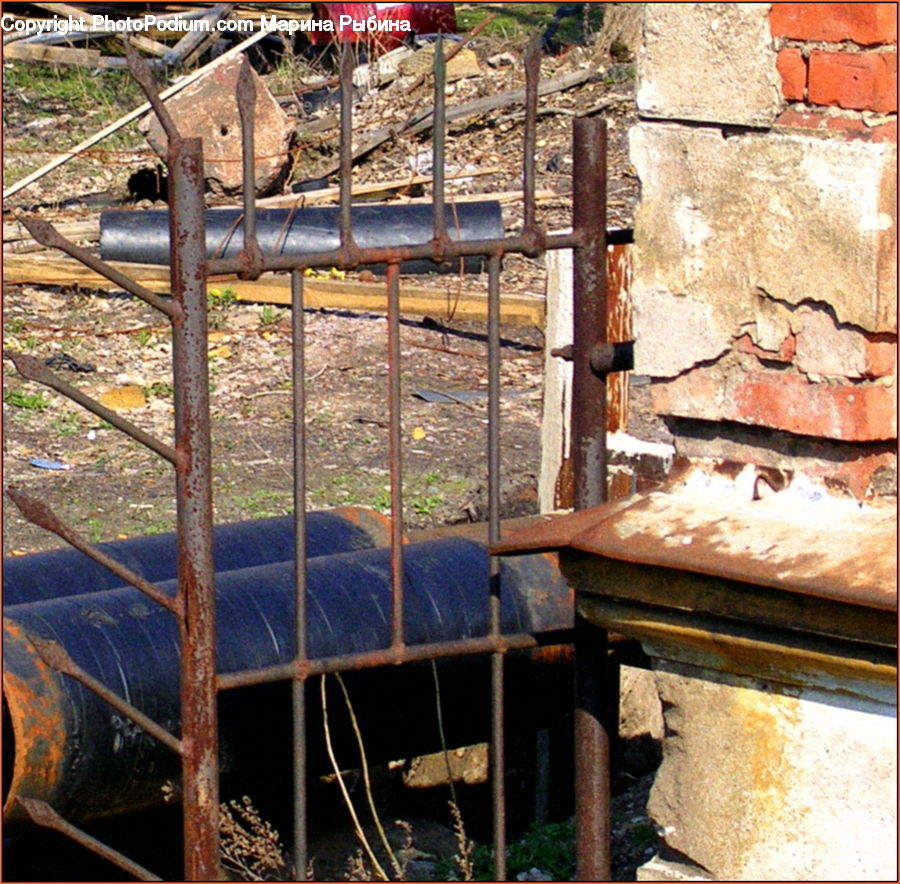 Rust, Fence, Wall, Brick, Rubble, Flagstone