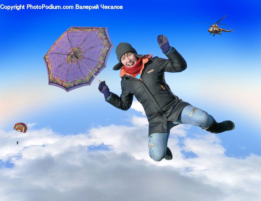 Umbrella, People, Person, Human, Adventure, Bungee, Rope
