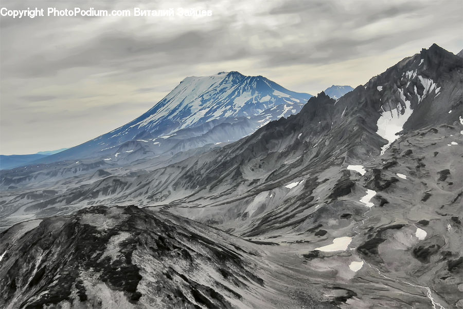 Alps, Crest, Mountain, Peak, Crater, Outdoors, Arctic