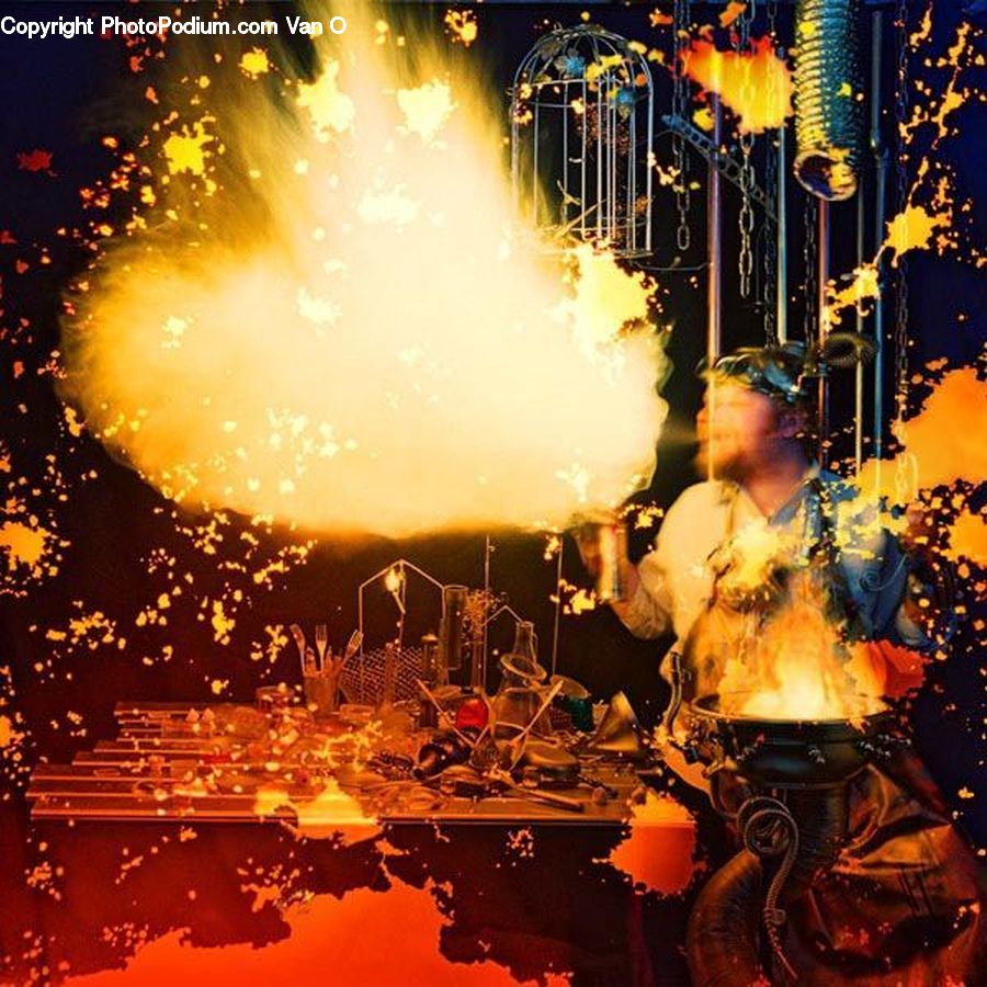 Fire, Flame, Stage, Lighting, Person, Portrait, Selfie
