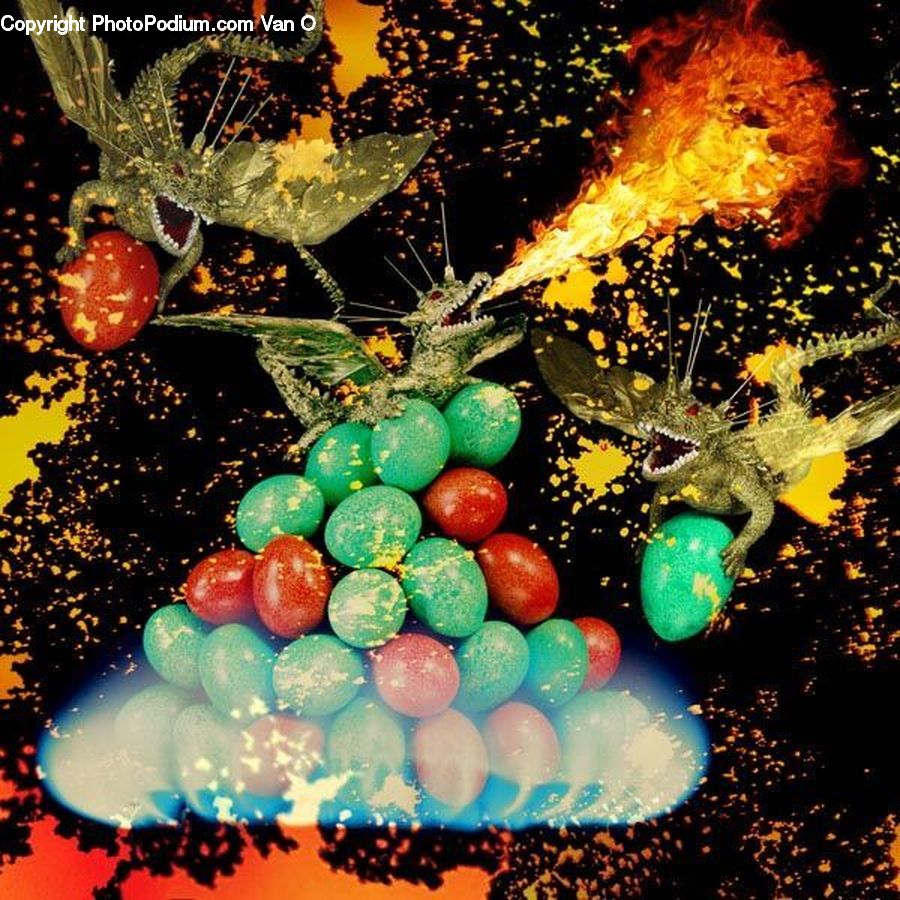 Easter Egg, Egg, Fire, Flame, Fruit, Bling, Fractal