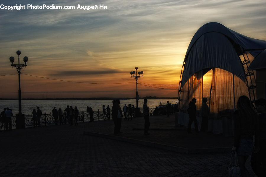 Auditorium, Building, Hut, Shelter, Dawn, Dusk, Red Sky