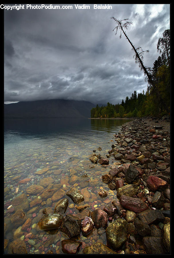 Pebble, Rock, Coast, Outdoors, Sea, Water, Landscape
