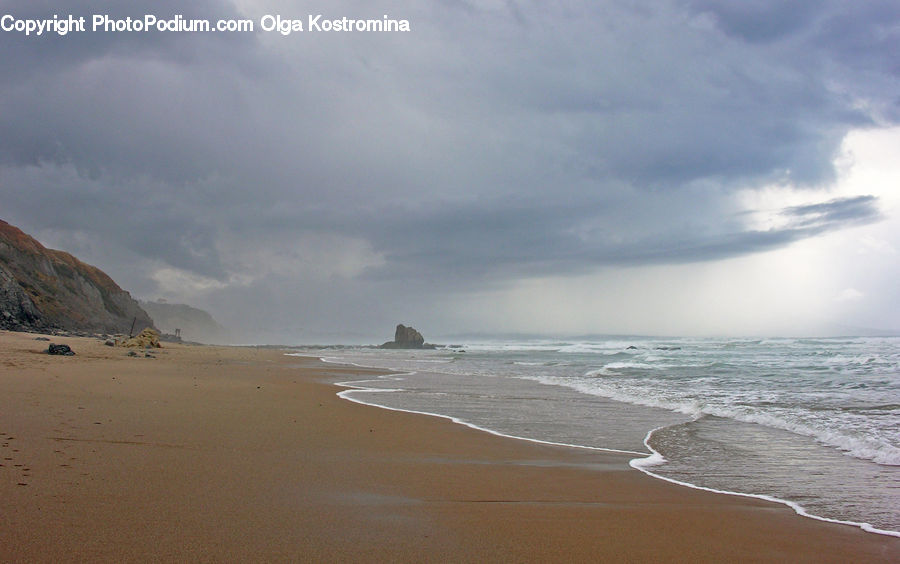 Beach, Coast, Outdoors, Sea, Water, Cliff, Mountain