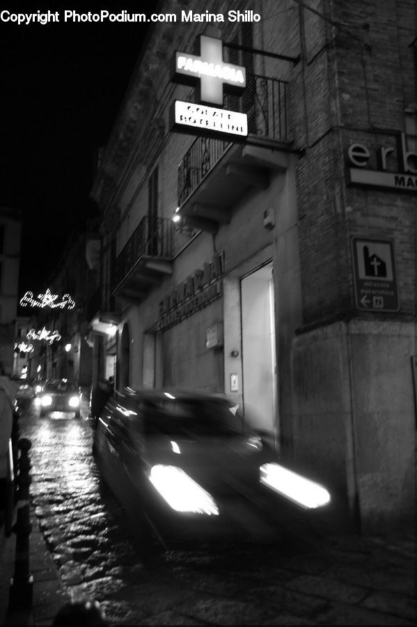 Alley, Alleyway, Road, Street, Town, Night, Outdoors