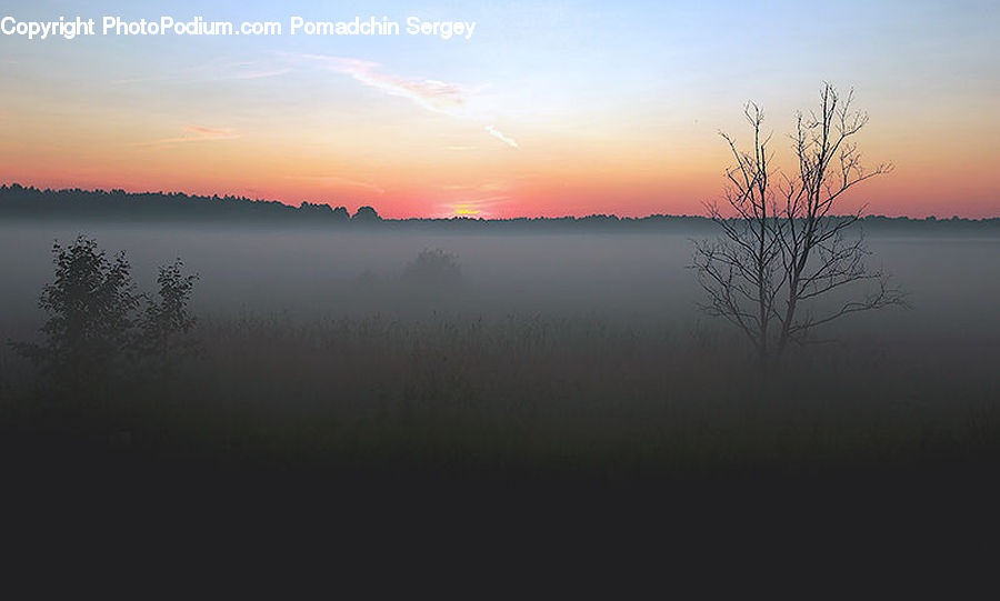 Dawn, Dusk, Sky, Sunrise, Sunset, Red Sky, Fog