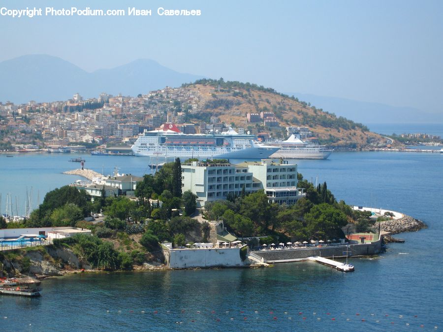 Cruise Ship, Ocean Liner, Ship, Vessel, Promontory, Aerial View, Coast