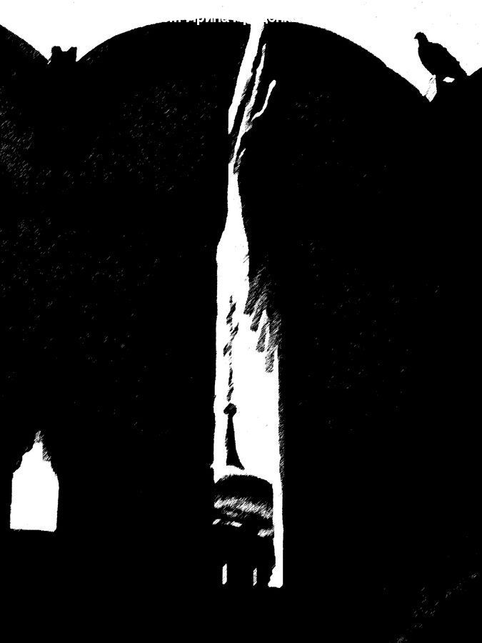 Silhouette, Hole, Ruins