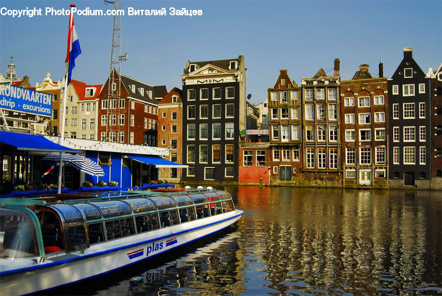 Bus, Vehicle, Dock, Port, Waterfront, Canal, Outdoors