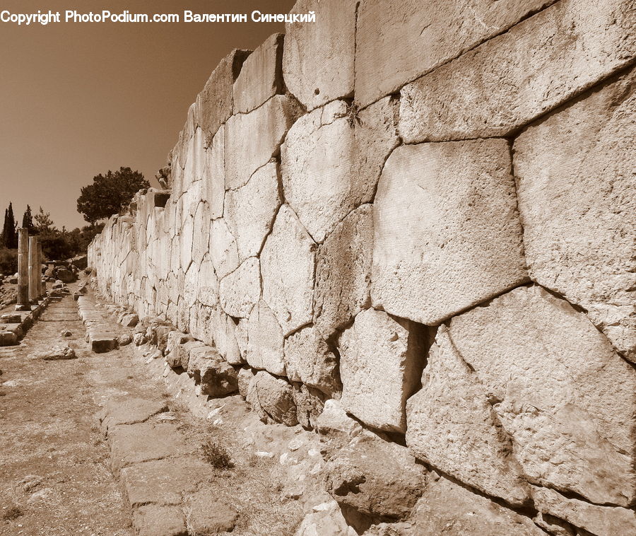 Ruins, Rubble, Ancient Egypt, Cobblestone, Pavement, Walkway, Column