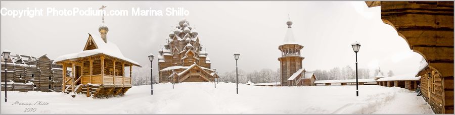 Building, Hut, Log Cabin, Shack, Ice, Outdoors, Snow