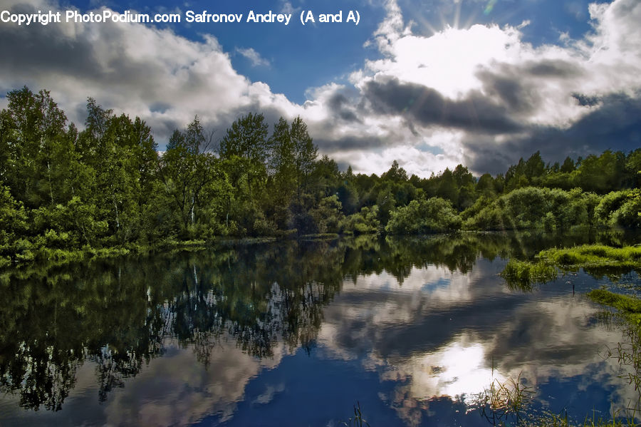 Azure Sky, Cloud, Outdoors, Sky, Cumulus, Pond, Water