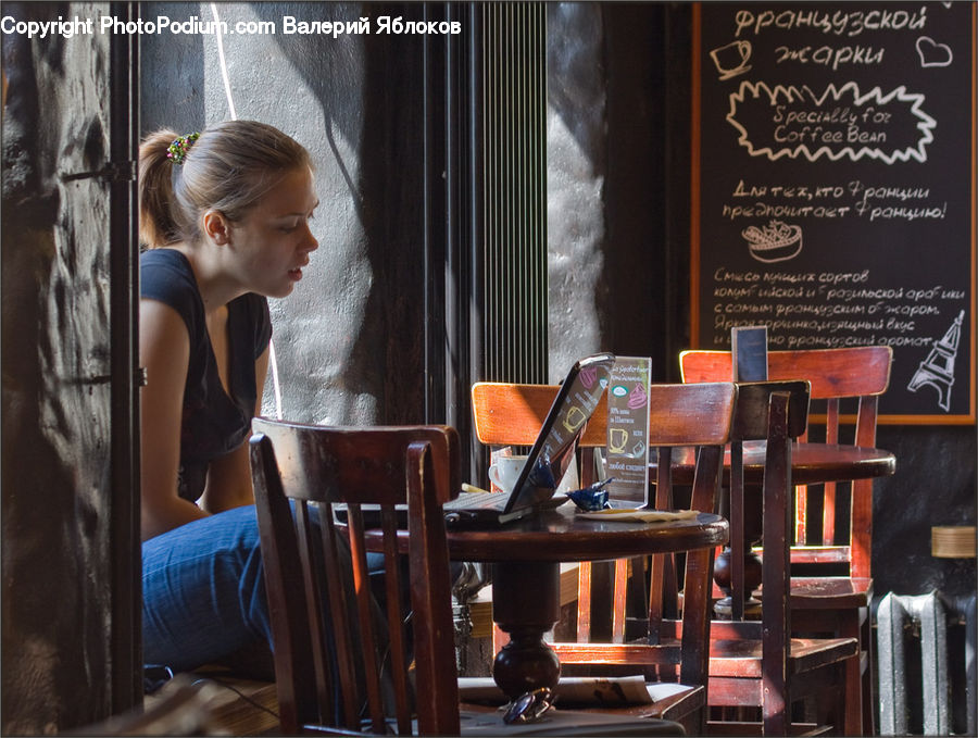 Blackboard, People, Person, Human, Cafe, Cafeteria, Food Court