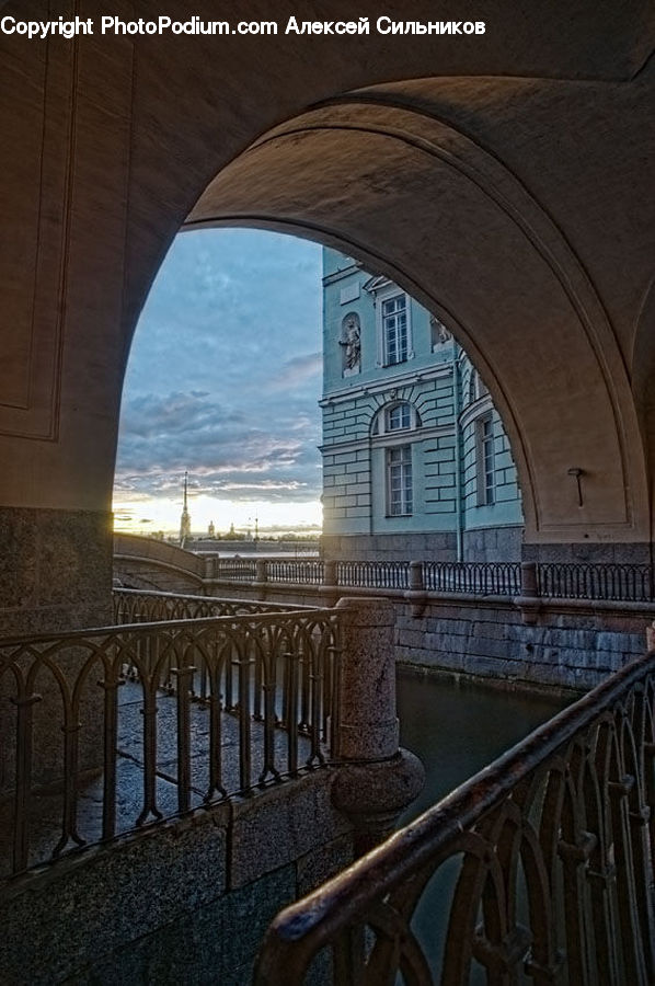 Arch, Railing, Banister, Handrail, Architecture, Castle, Mansion