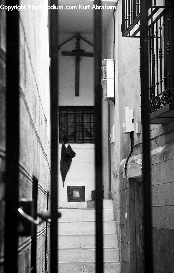 Alley, Alleyway, Road, Street, Town, Cross, Brick