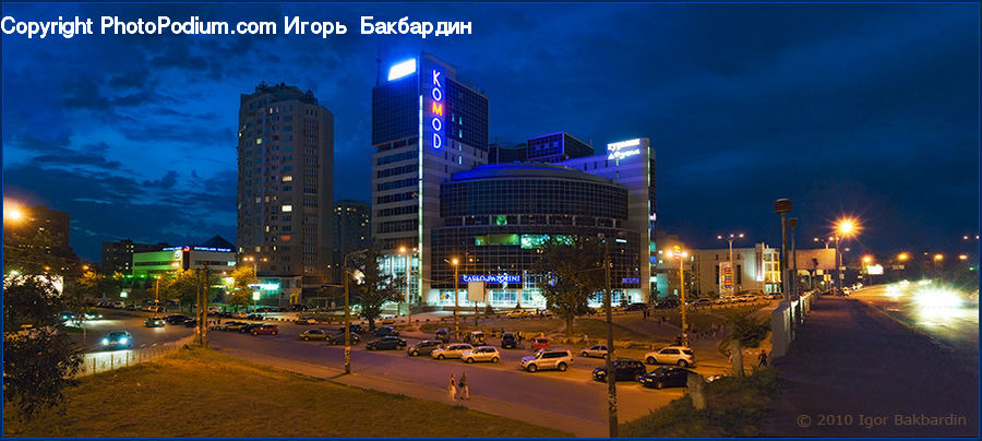City, Downtown, Metropolis, Urban, Night, Outdoors, Intersection