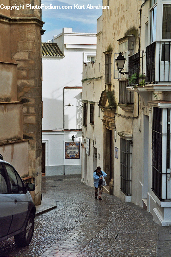 Automobile, Car, Vehicle, Balcony, Cobblestone, Pavement, Walkway