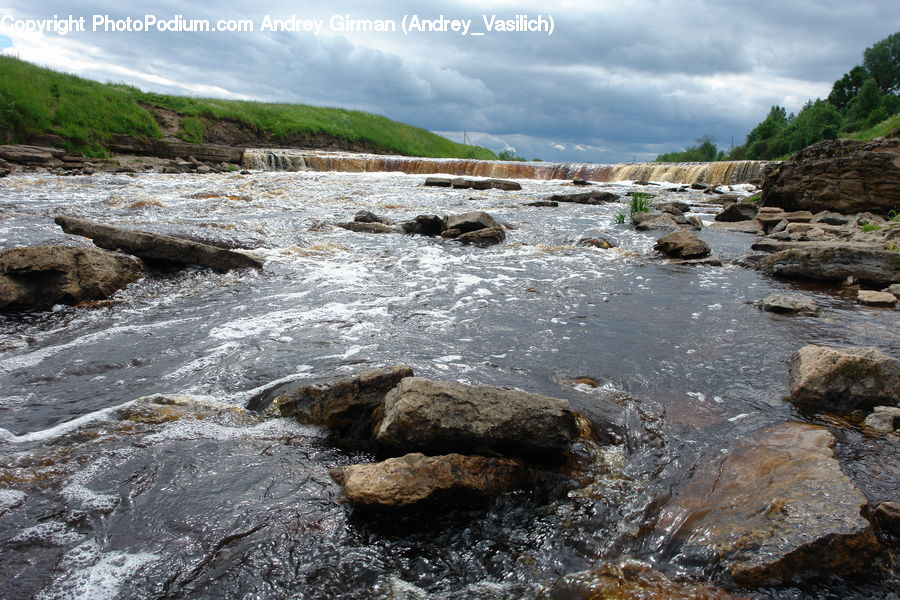 Rock, Creek, Outdoors, River, Water, Coast, Sea