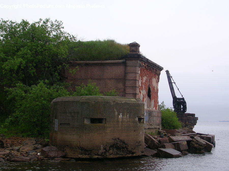 Brick, Water, Shipwreck, Fence, Wall, Bulldozer, Tractor