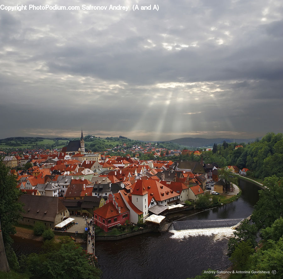 Building, Downtown, Town, Aerial View, Landscape, Nature, Scenery