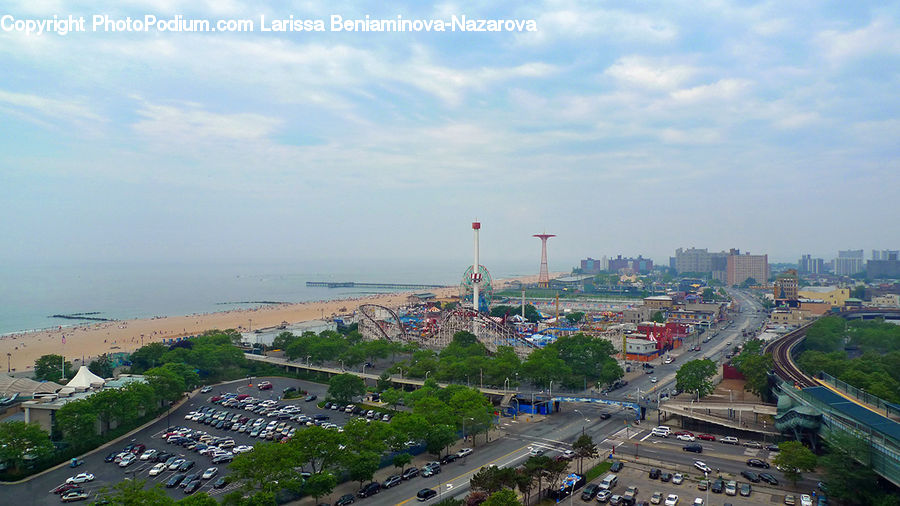 Freeway, Road, Amusement Park, Traffic Jam, City, Downtown, Metropolis