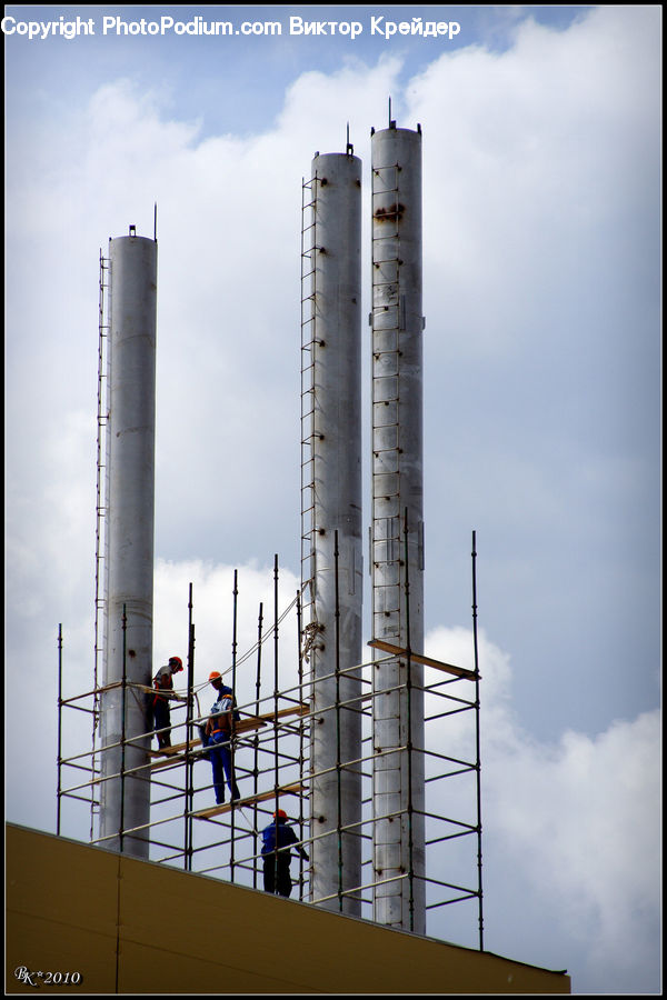 Factory, Refinery, Building, City, High Rise, Housing