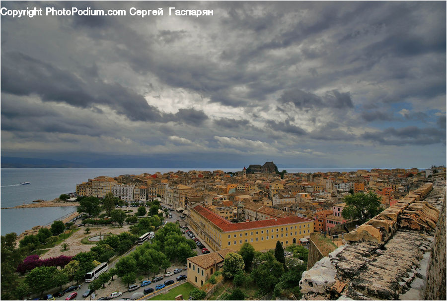 Building, Downtown, Town, Aerial View, Castle, Fort, Coast